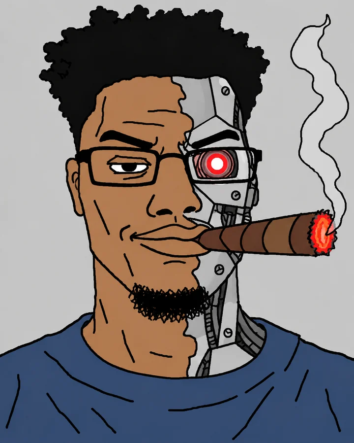 CHUDSEM, a cartoon cyborg with one red robot eye